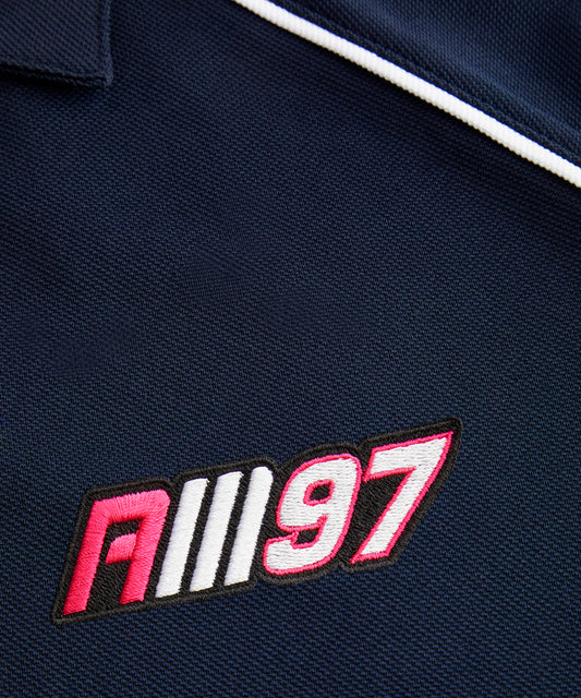 Alex Mann Navy & White Performance Polo Shirt